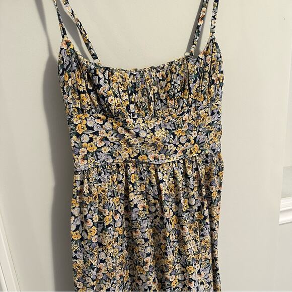 Fame and Partners Blue Yellow Floral Cotton Maxi Dress 2 - Picture 10 of 14
